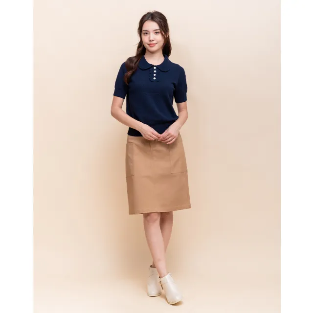 【perng yuh 芃諭名品】*自在輕揚 袋飾 工裝 及膝裙(2025 AW Collection|4C秋冬新品上市)