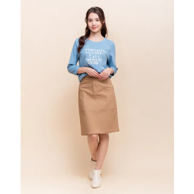 【perng yuh 芃諭名品】*自在輕揚 袋飾 工裝 及膝裙(2025 AW Collection|4C秋冬新品上市)