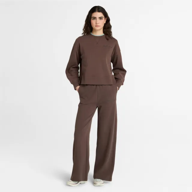【Timberland】女款深棕色寬版圓領上衣(A41ZB243)