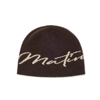 【MATIN KIM】官方旗艦 手寫LOGO針織毛帽(棕色)