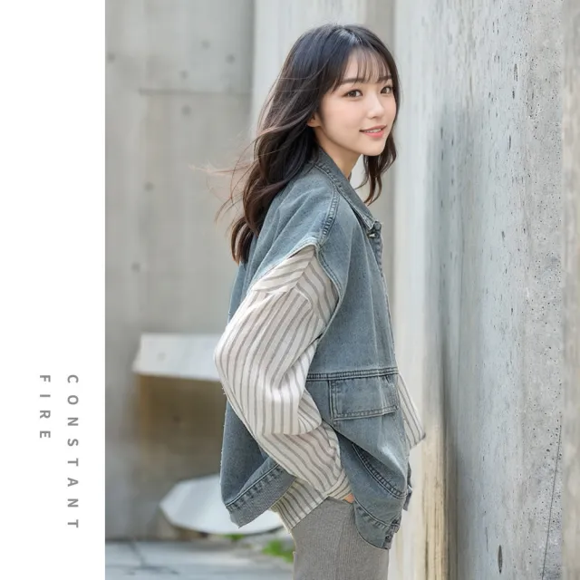 【Amore】復古減齡工裝風百搭牛仔背心 背心外套  無袖背心(百搭牛仔風四季都能穿)