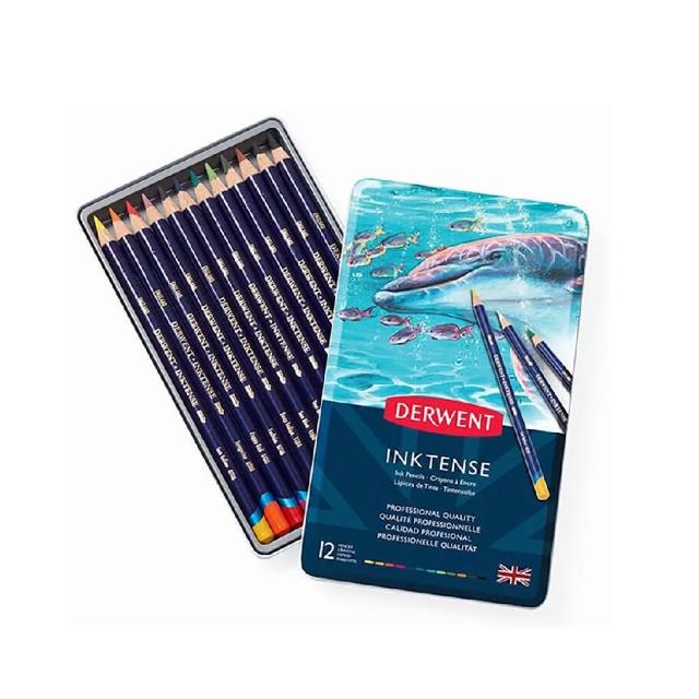 【Derwent 德爾文】INKTENSE水墨色鉛12色鐵盒裝(含水筆１入)