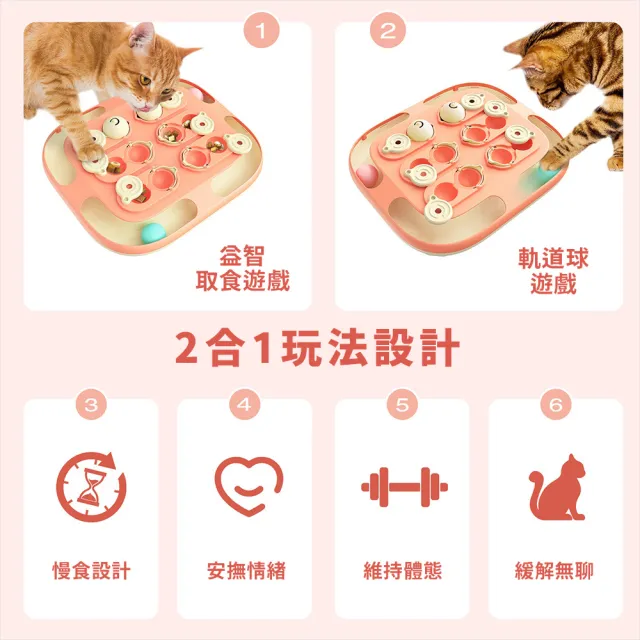 【KADTC】二合一智趣軌道球(多功能 寵物益智玩具 藏食玩具 貓玩具 慢食 寵物訓練 防滑)