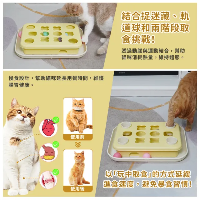 【KADTC】聰明貓訓練站(多功能 寵物益智玩具 藏食玩具 貓玩具 慢食 寵物訓練 防滑)