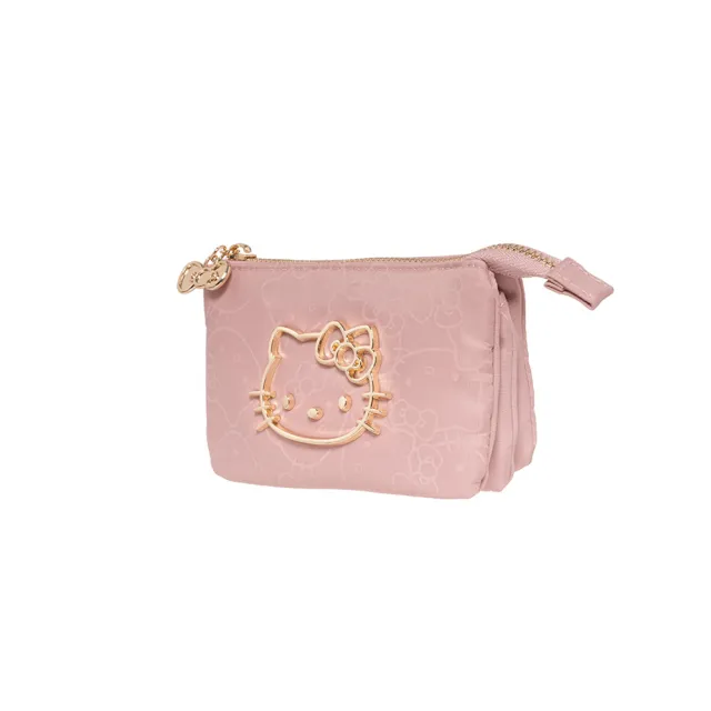 【HELLO KITTY】雙11 金緻凱蒂-三層零錢包-粉 KT03M08PK