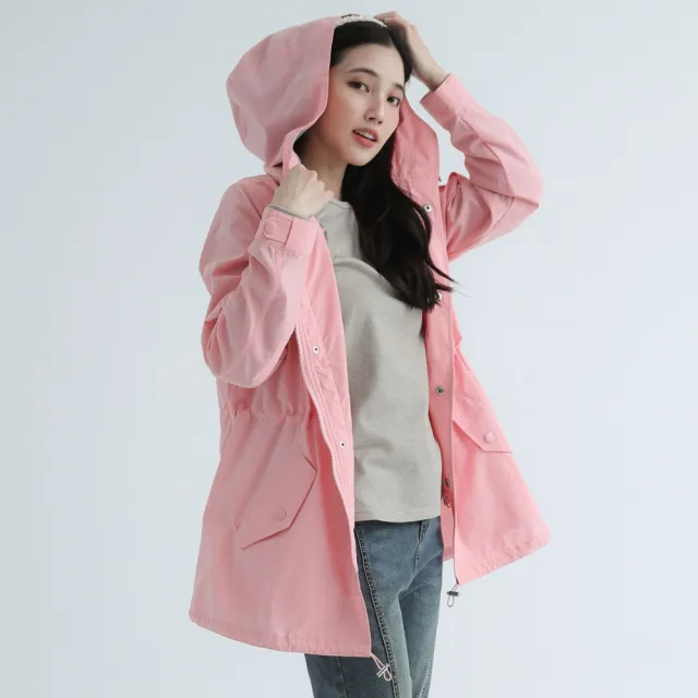 【PINK NEW GIRL】防風防潑水連帽風衣外套 X1704QA(2色)