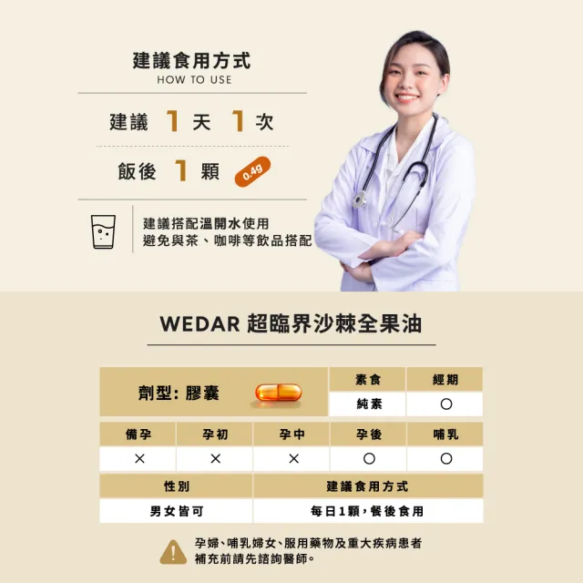 【Wedar 薇達】超臨界沙棘全果油 4盒組(30顆/盒.全果營養.素食魚油.omega.沙棘果.沙棘籽.循環保健.全素)