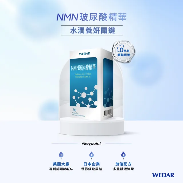 【Wedar 薇達】NMN玻尿酸精華 4盒組(30顆/盒.專利認可NAD+.日本玻尿酸)