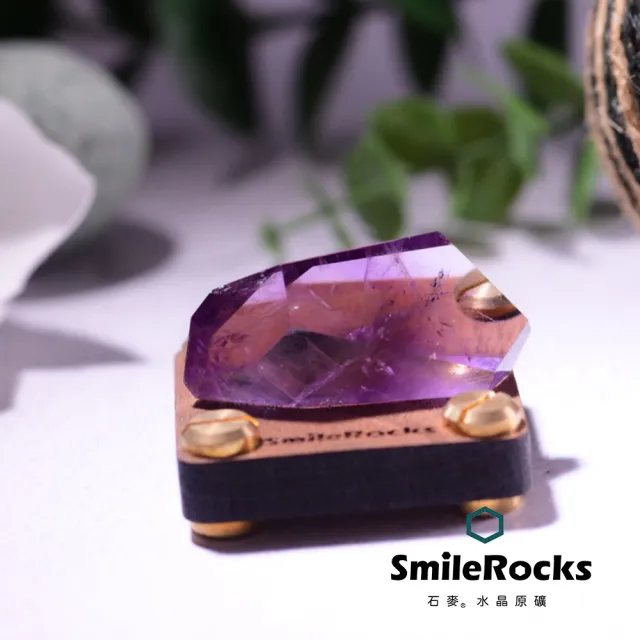 【SmileRocks 石麥】石麥水晶原礦 紫水晶隨形冰塊水晶No.623240917(SmilePad 4.5X4.5底板)