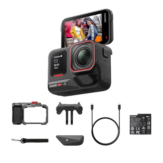 【Insta360】ACE PRO 2 翻轉螢幕運動相機 單電版 街拍套組+128G記憶卡 灰(東城代理商公司貨)