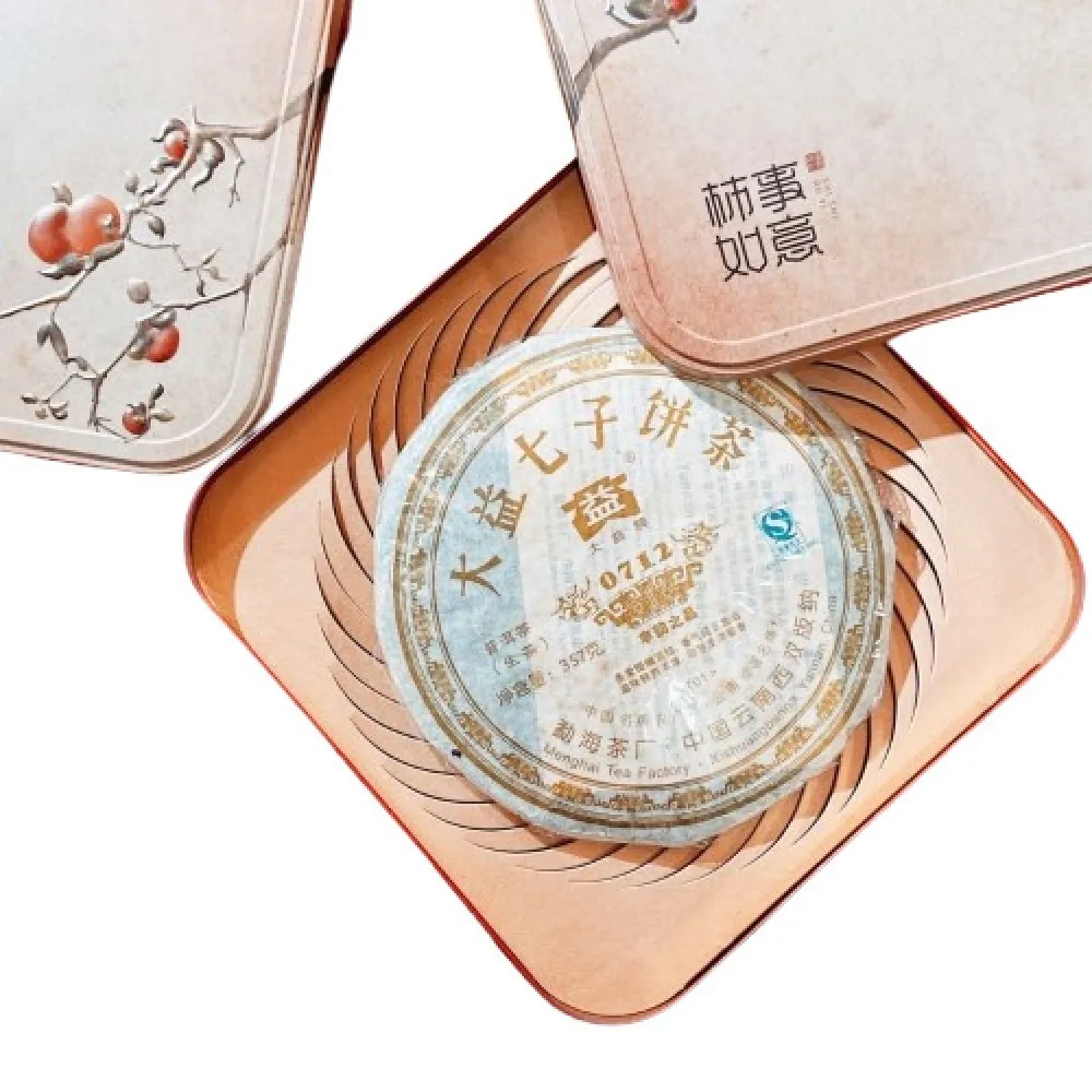 【茶韻】普洱茶柿事如意 茶葉禮盒 2007年大益0712生茶(附提袋)