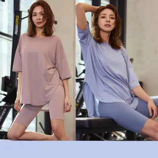 【STL】現貨 韓國瑜伽 CoolingDry Lyning 7分袖 涼感 防曬 女 落肩 寬鬆 長版 運動機能 上衣(多色)