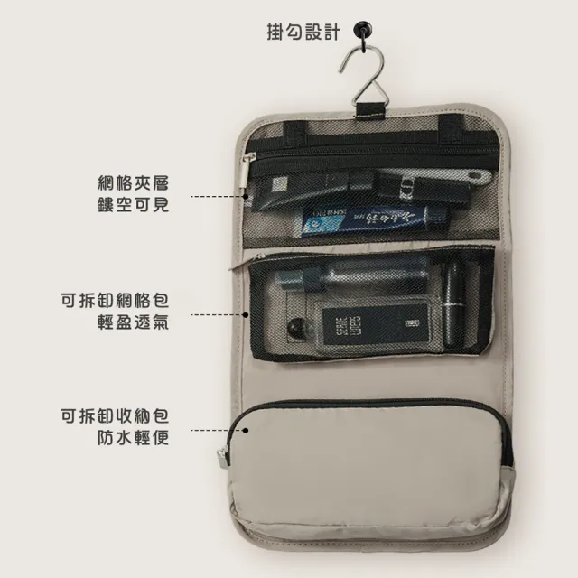 【BONum 博紐】雙11 可掛式拆卸型旅行盥洗包(出差 旅遊 出國 換洗衣物 洗漱包)