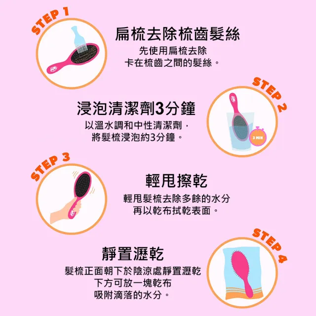 【Wetbrush】速乾去結柔亮順髮鬃梳+隨身梳(顏色任選)