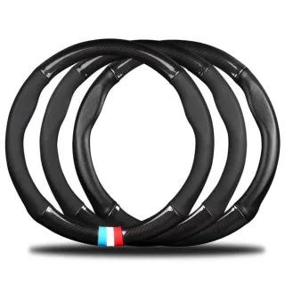 【一朵花汽車百貨】37-38公分貨車專用 碳纖維真皮方向盤套 方向盤套 方向盤皮套(方向盤套 方向盤皮套)