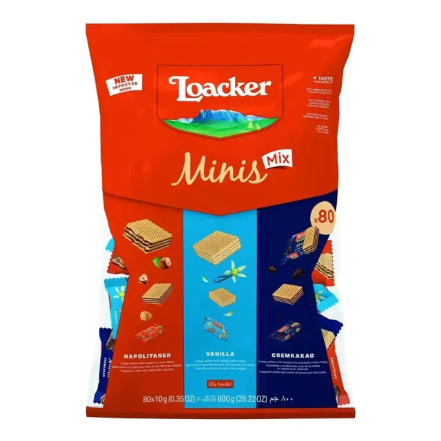 【美式賣場】Loacker萊佳 綜合迷你威化夾心量販包 800g(榛果+可可+香草)