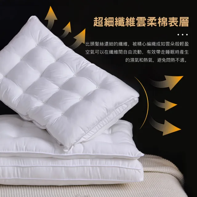 【ISHUR 伊舒爾】雲柔雙層枕2入 雙枕心設計(贈天絲枕套2入/羽絲絨枕/枕頭/枕芯)