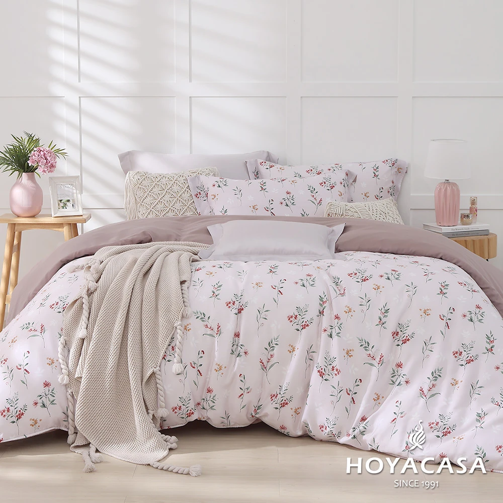 hoyacasa天絲床包 100%抗菌天絲兩用被床包組-多款任選,贈天絲枕套