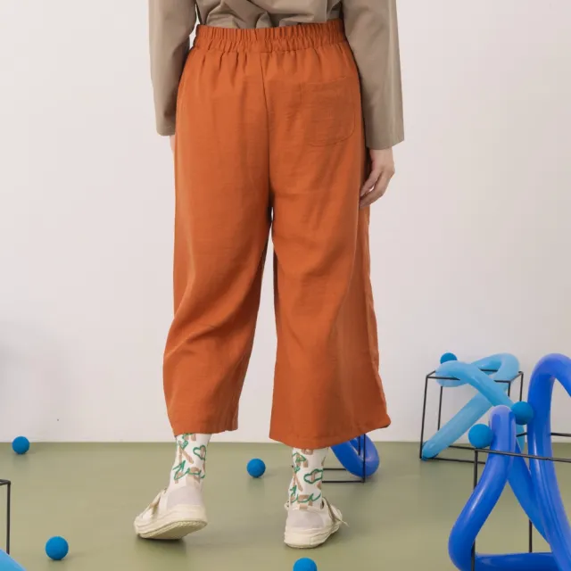 【MOSS CLUB】裝飾釦子素面寬褲(白 綠 桔)