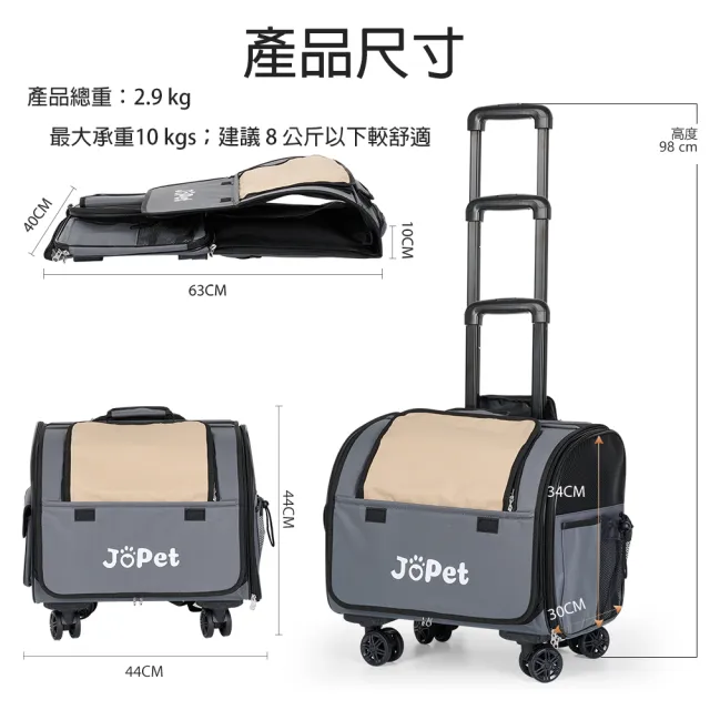【JoPet】寵物拉桿背包 PicoRoll皮可羅 JPC01(多功能 可上三鐵)