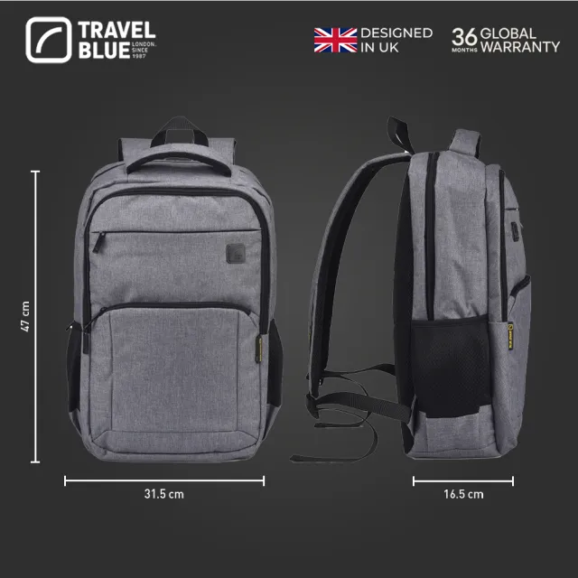 【Travel Blue 藍旅】雙11 城市漫遊款背包-海軍藍/灰 TB3100(防水電腦包/雙肩包/商務背包/旅行背包)