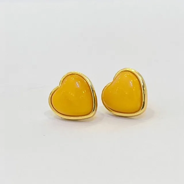 【勝弘珠寶】波羅的海蜜蠟愛心耳環(蜜蠟耳環)