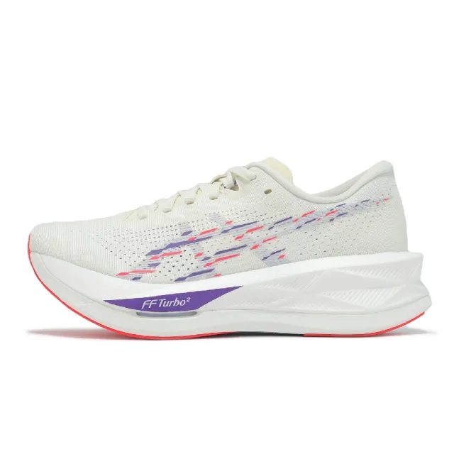 【asics 亞瑟士】慢跑鞋 Sonicblast 女鞋 米 紫 彈力系列 推進 厚底 緩震 運動鞋 亞瑟士(1012B862100)