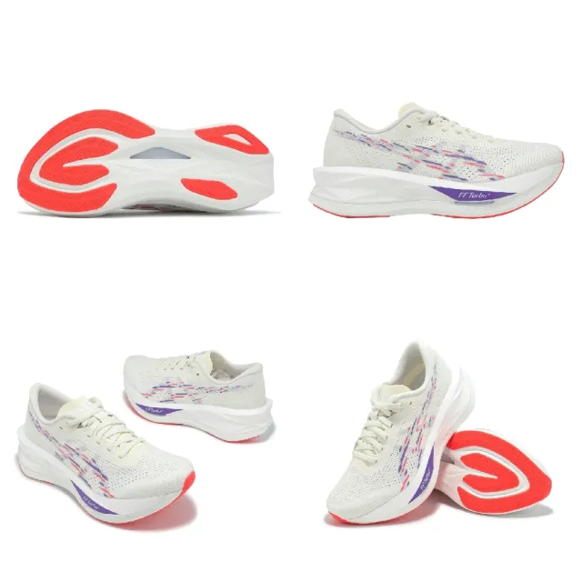 【asics 亞瑟士】慢跑鞋 Sonicblast 女鞋 米 紫 彈力系列 推進 厚底 緩震 運動鞋 亞瑟士(1012B862100)