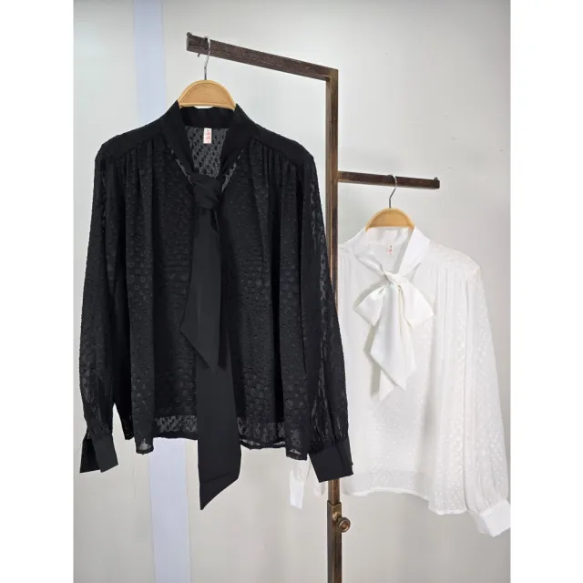 【SuperWands】法式雪紡綁帶襯衫