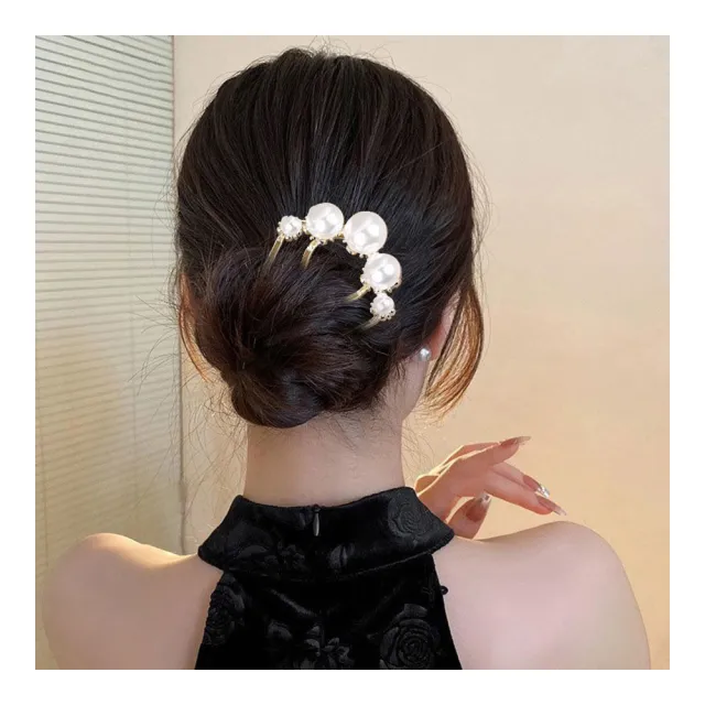 【MISS KOREA】珍珠髮簪/韓國設計法式優雅氣質珍珠造型髮簪 盤髮梳(2色任選)