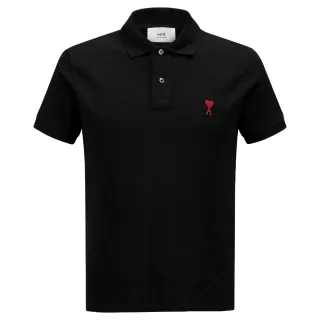 【AMI PARIS】男女同款 愛心A圖騰小logo 短袖POLO衫-黑色(XXS號、XS號、S號、M號、L號、XL號、XXL號)