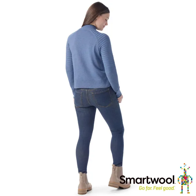 【SmartWool官方直營】女 Edgewood 小高領 針織 毛衣 灰淺藍 陶橘 貂褐(美麗諾羊毛衣 輕量)