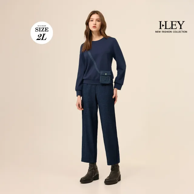 【ILEY 伊蕾】工裝口袋縲縈直筒牛仔褲(深藍；M-2L；1253318608)