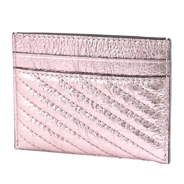 【TORY BURCH】經典雙T亮面揉製絎縫信用卡證件名片隨身卡(粉)