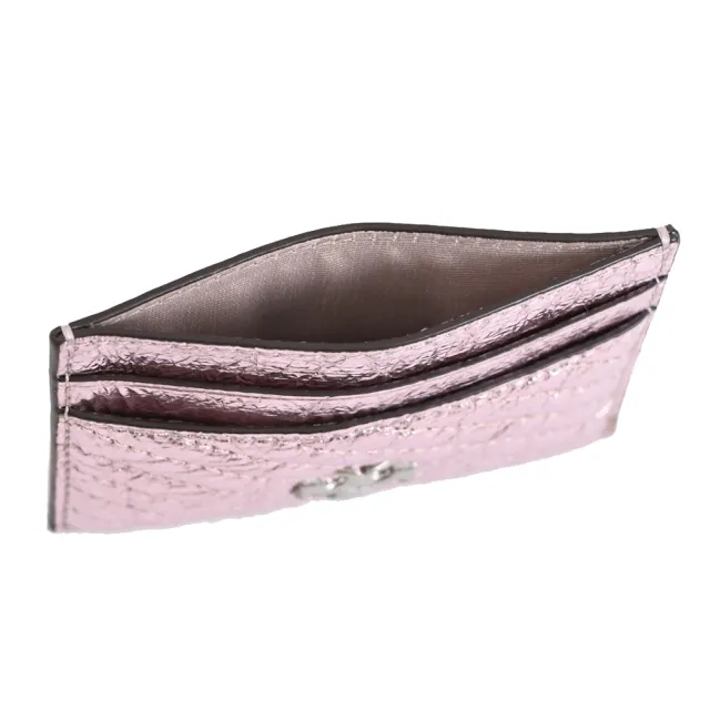 【TORY BURCH】經典雙T亮面揉製絎縫信用卡證件名片隨身卡(粉)