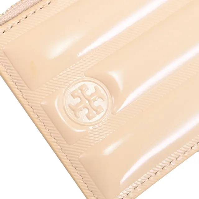 【TORY BURCH】經典雙立體方磚造型信用卡證件名片零錢包(褐)