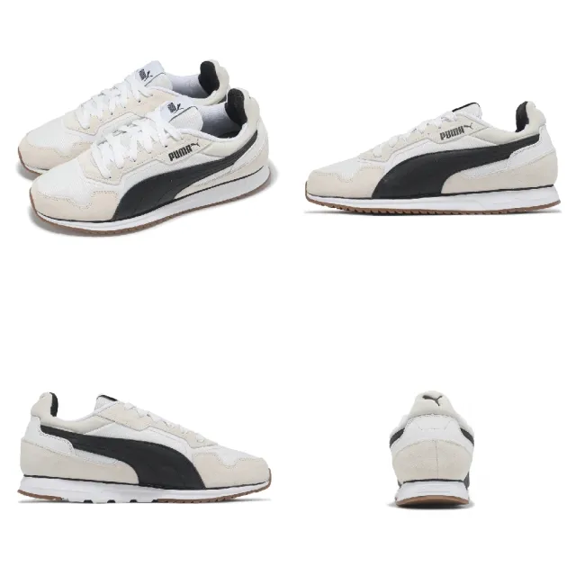 【PUMA】休閒鞋 Softride ST Miler 男鞋 女鞋 白 黑 復古 麂皮 拼接 情侶鞋(402635-02)