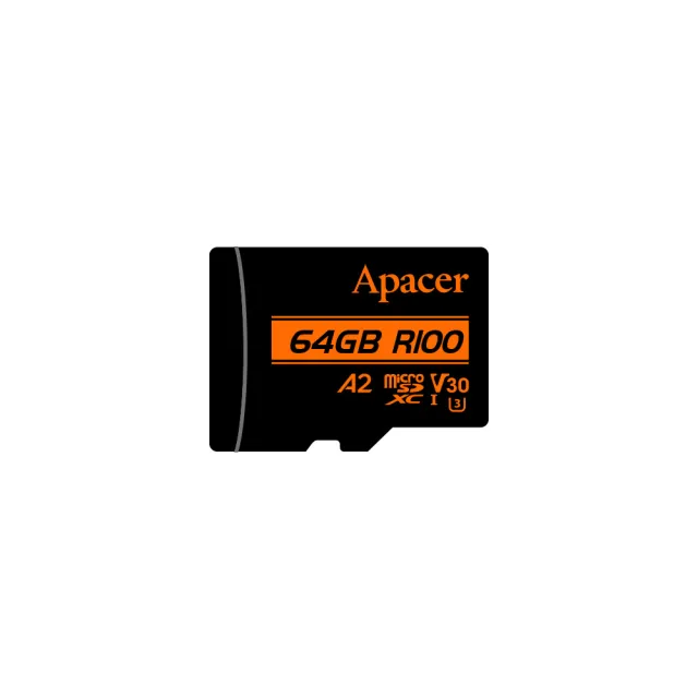 【Apacer 宇瞻】64GB MicroSDXC U3 V30 A2 Class10 記憶卡(100MB/s)