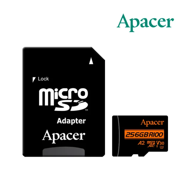 【Apacer 宇瞻】256GB MicroSDXC U3 V30 A2 Class10 記憶卡(100MB/s)