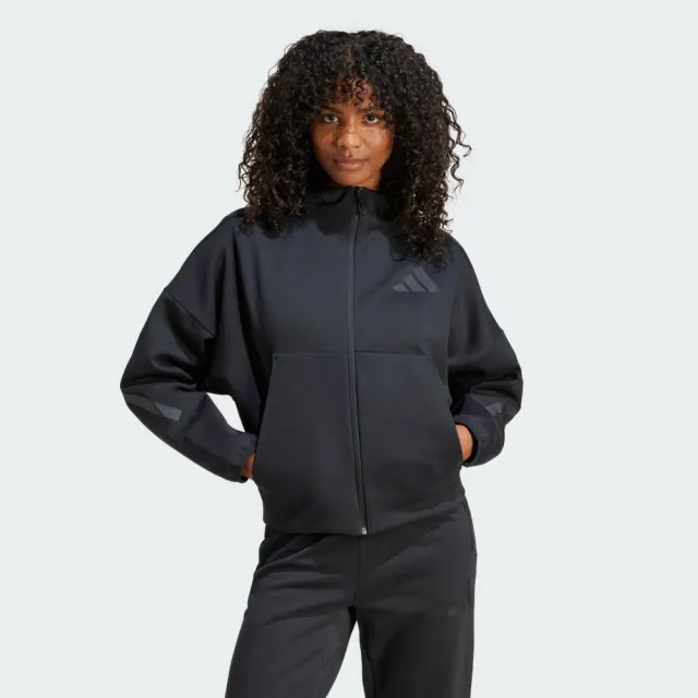 【adidas 愛迪達】外套 女款 運動連帽外套 亞規 W Z.N.E. FZ 黑 JE7848(S3122)