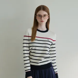 【ELLE ACTIVE】女款 法式條紋針織長袖上衣-淺卡其色(EA25A1W5407#81)