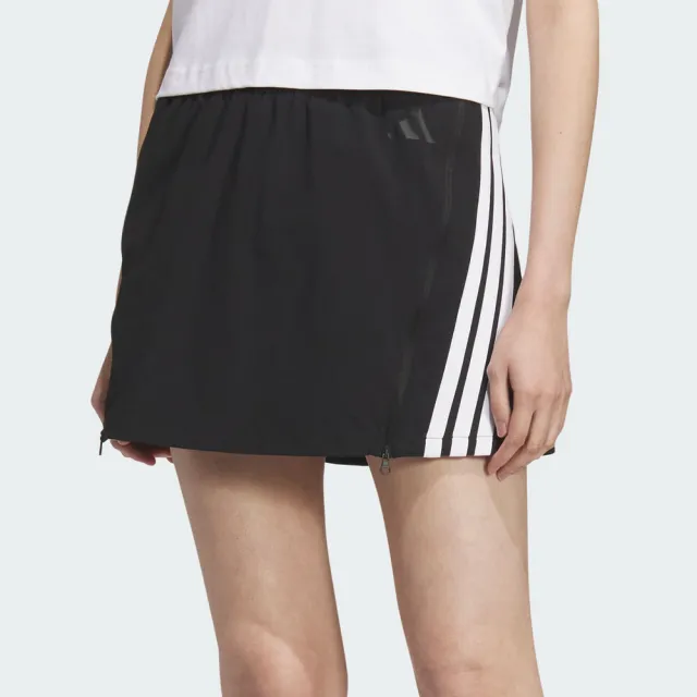【adidas 愛迪達】S Skort 女款 黑色 拉鍊 輕量 彈性腰頭 內裡短褲 運動 休閒 褲裙 KB7603