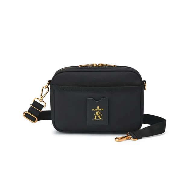 【PORTER INTERNATIONAL】經典復古LUXY斜肩包-S(黑/金)