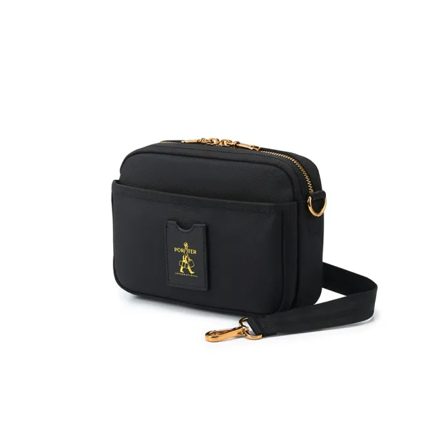 【PORTER INTERNATIONAL】經典復古LUXY斜肩包-S(黑/金)