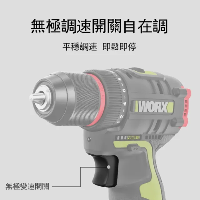 【WORX 威克士】12V 10mm 無刷鋰電電鑽(WU130X)