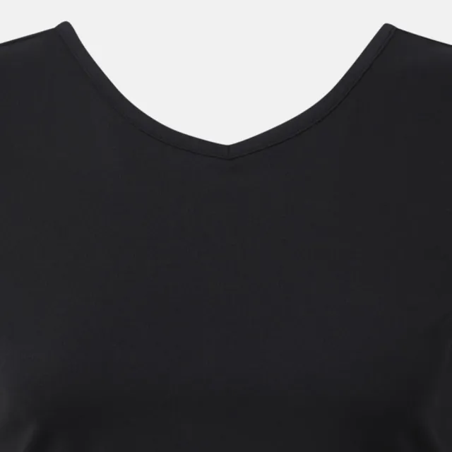 【DESCENTE】迪桑特 短袖上衣 女 短版 快排 WOMENS SEMI-CROPPED 黑 SQ322PTS72-BLK0