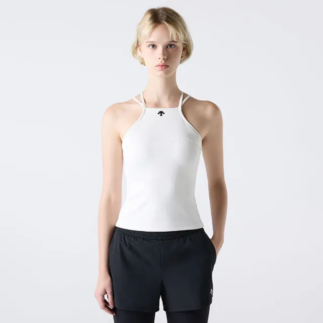 【DESCENTE】迪桑特 背心 女 細肩帶背心 WOMENS MEDIUM SUPPORT 白 SQ322PBR73-IVY0