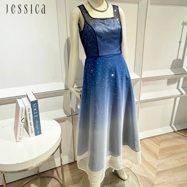 【JESSICA】漸變星空紗裙閃亮無袖洋裝禮服253735