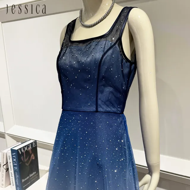 【JESSICA】漸變星空紗裙閃亮無袖洋裝禮服253735