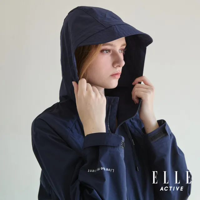 【ELLE ACTIVE】女款 輕量連帽風衣外套-深藍色(EA25A1W6102-39)